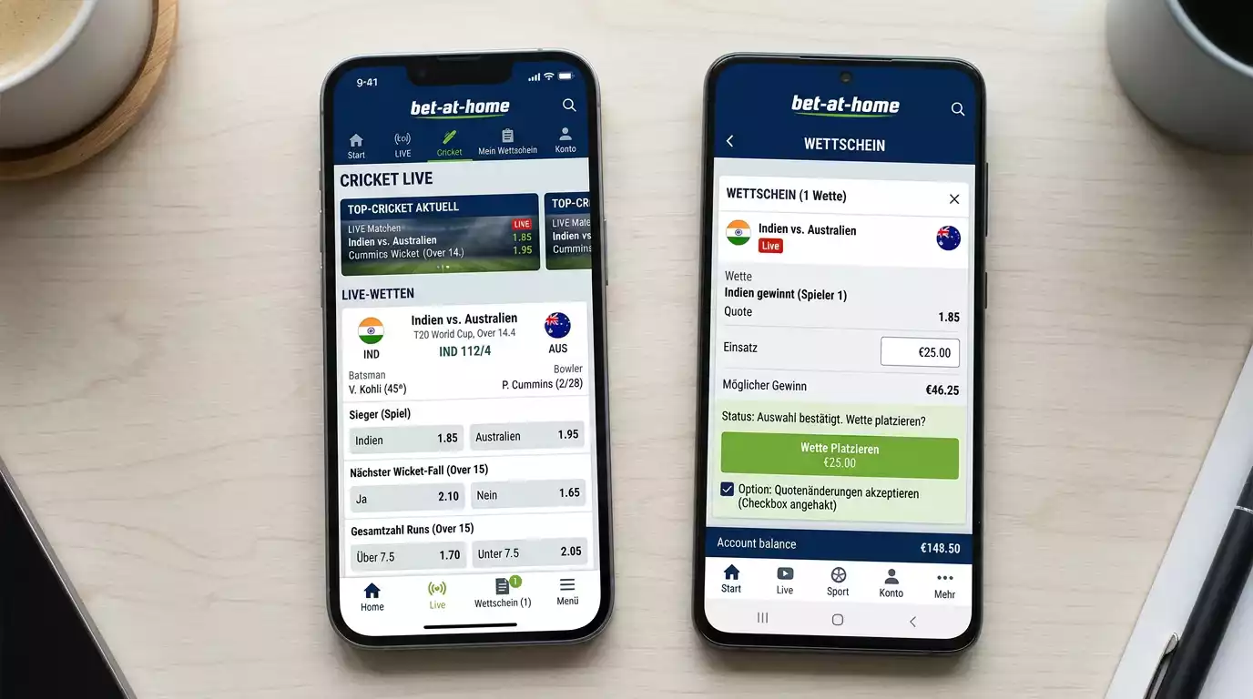 bet-at-home Cricket Wetten App – Live-Score-Integration und In-Play-Wetten auf iOS und Android