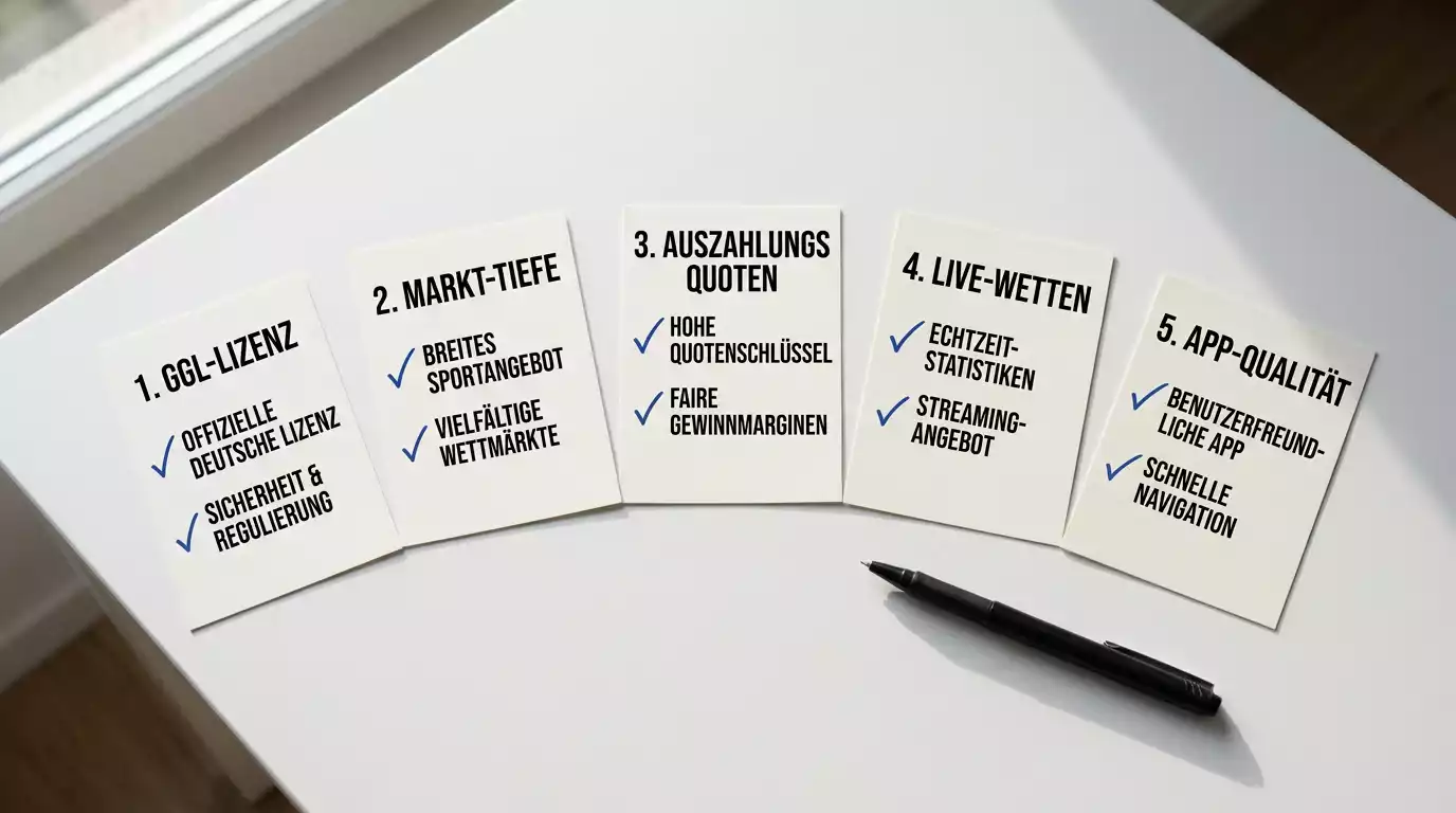 Auswahlkriterien für Cricket Buchmacher in Deutschland – GGL-Lizenz, Markttiefe, Auszahlungsquoten und App-Qualität im Überblick