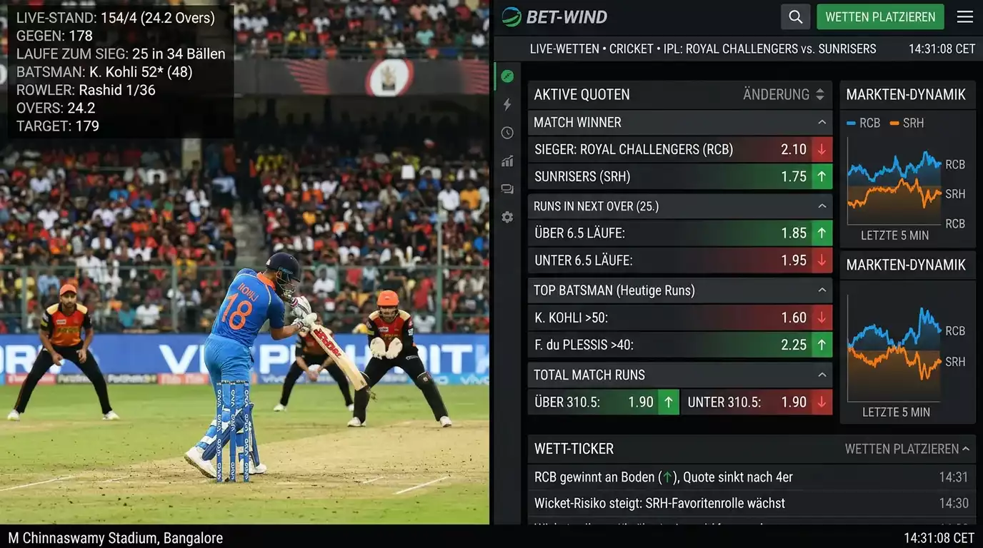 Cricket Live-Wetten Potenzial und Risiko – schnelle Quotenbewegungen bei In-Play-Cricket