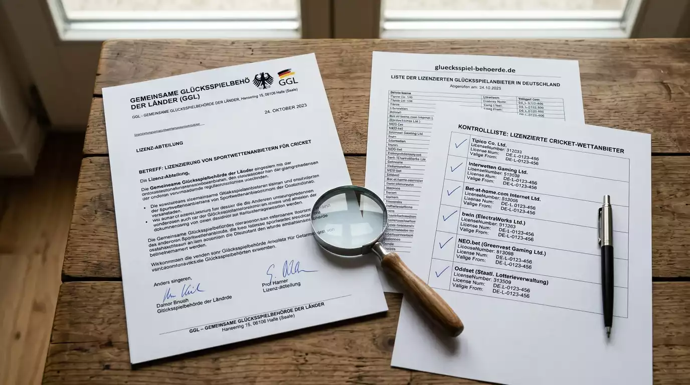 GGL-Whitelist Prüfung für Cricket Wettanbieter in Deutschland – lizenzierte Buchmacher erkennen