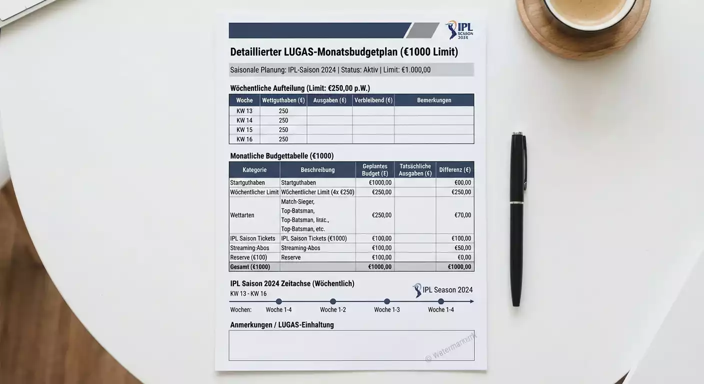 LUGAS 1.000-Euro-Einzahlungslimit für Cricket-Wetten – monatliche Budgetplanung für deutsche Spieler