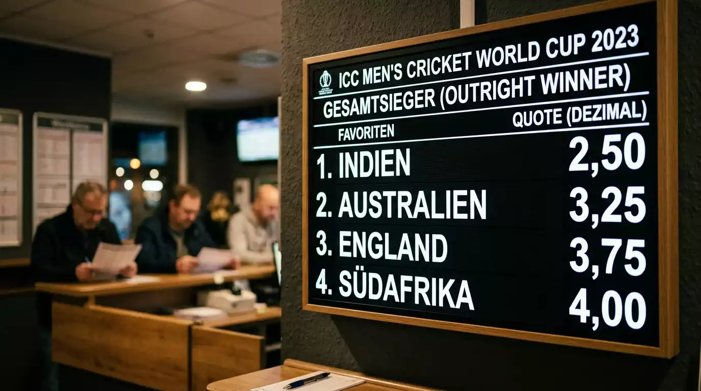 Outright-Wetten auf ICC Cricket World Cup Turniersieger und Top-4-Qualifikation