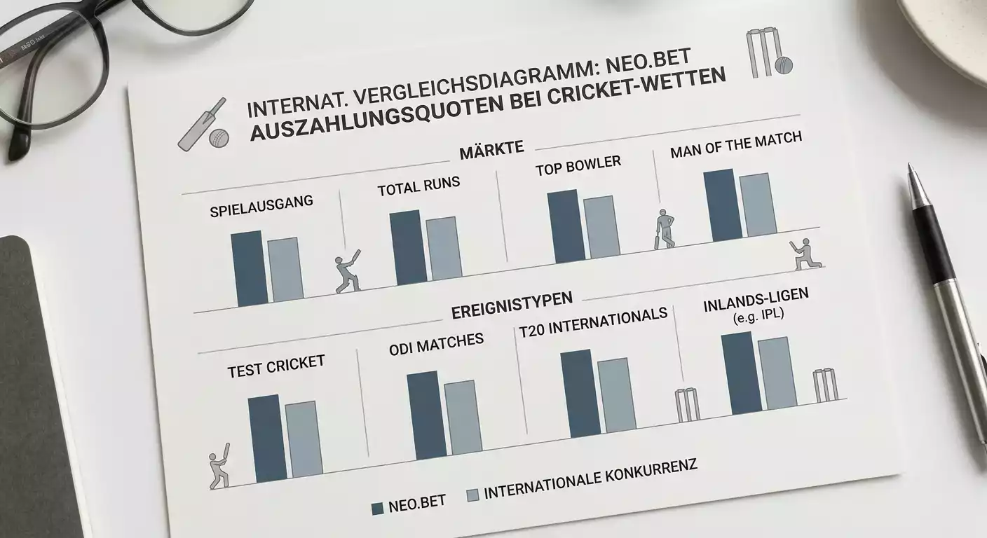 NEO.bet Cricket Quoten im internationalen Vergleich – Auszahlungsquoten bei IPL und ICC Turnieren 2026