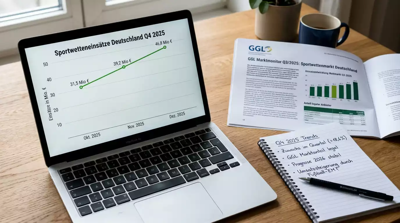 Wachstum des deutschen Sportwettenmarktes 2025 mit steigenden Online-Einsätzen laut GGL Marktmonitor