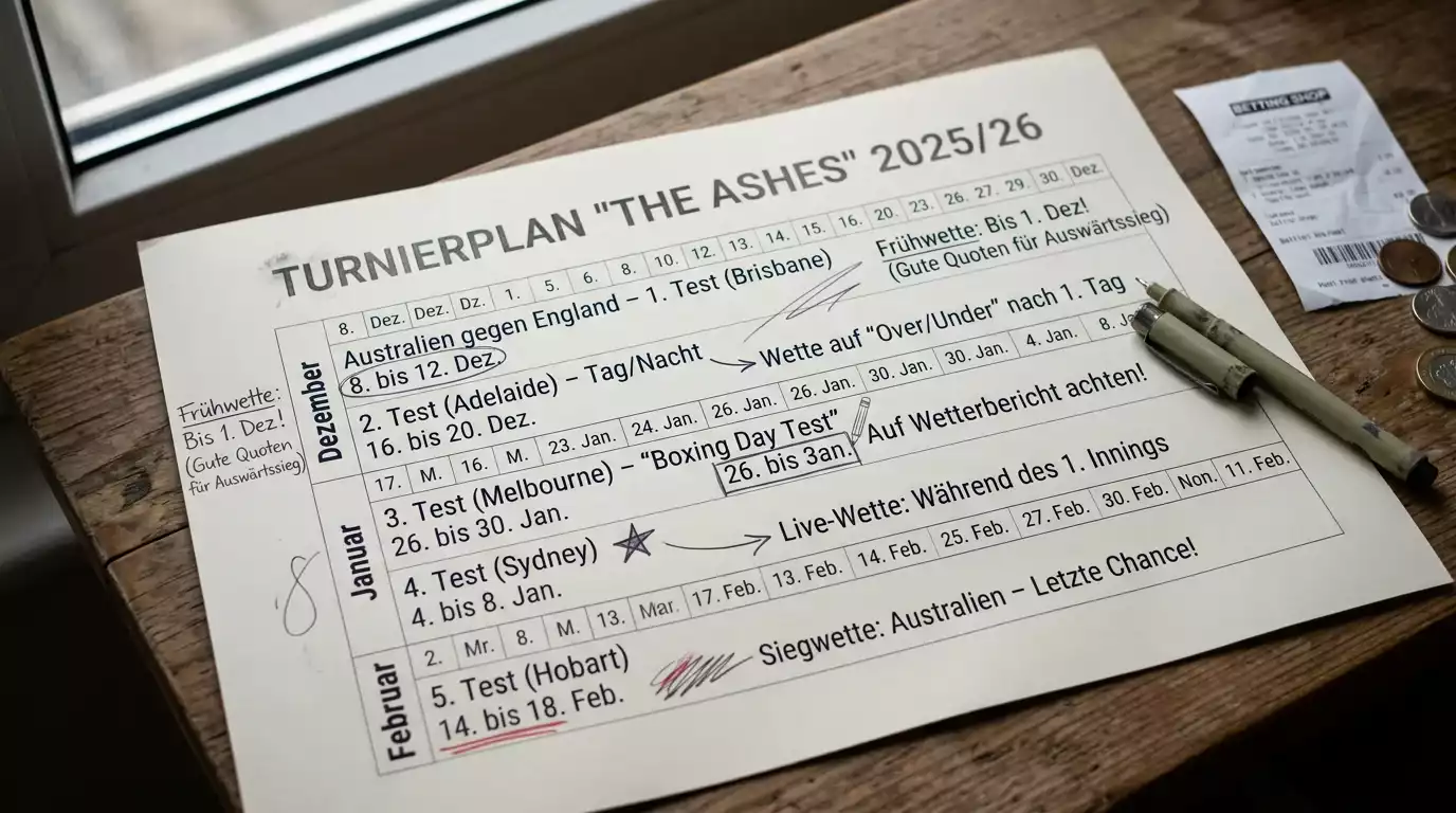 The Ashes Outright-Wetten Timing – optimaler Zeitpunkt für Seriensieger-Wetten auf England oder Australien